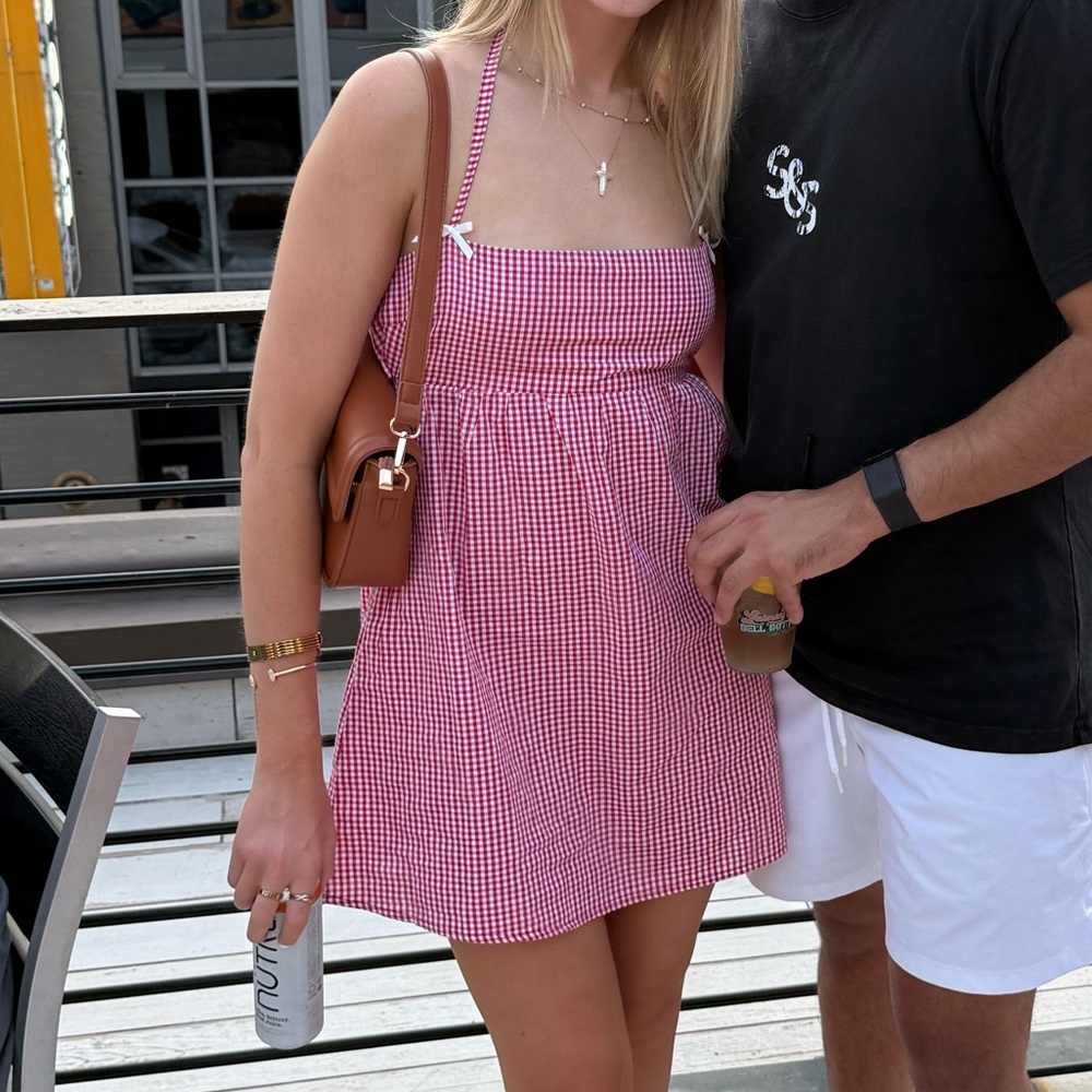 Edikted Red Gingham Mini Dress